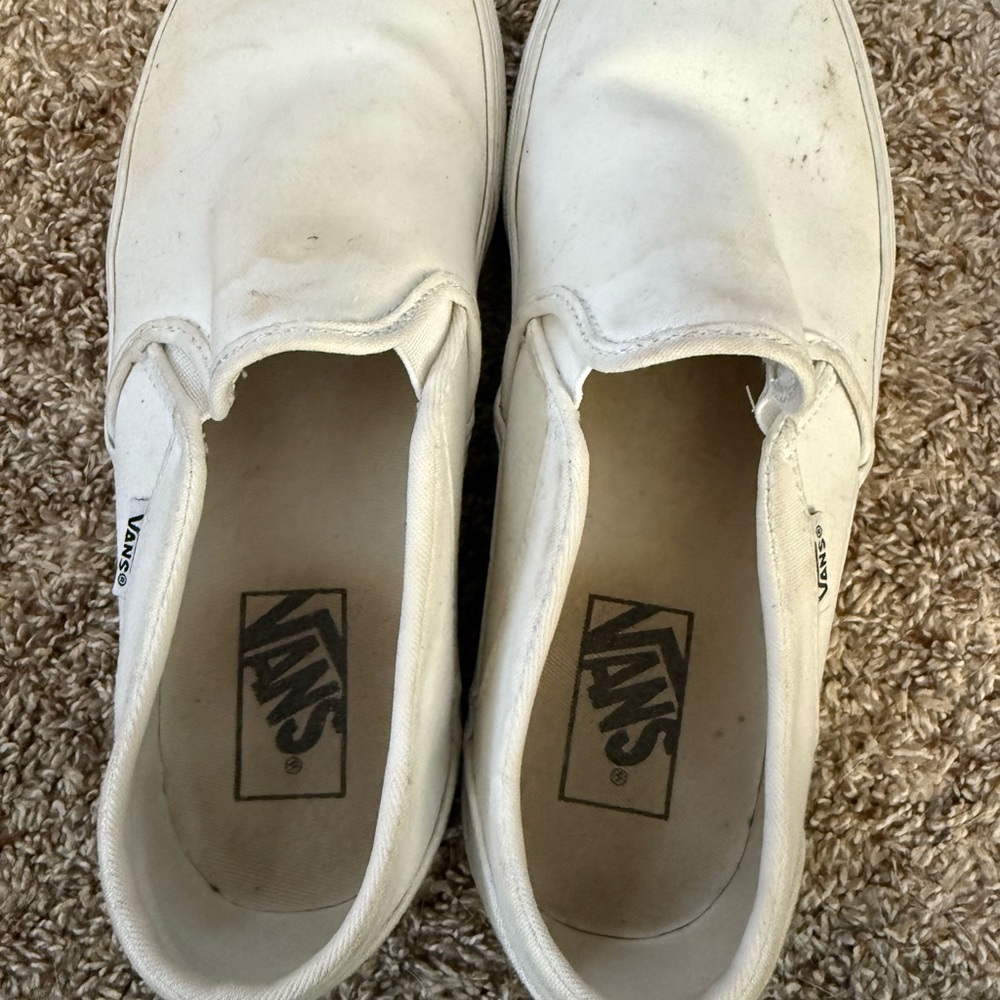Vans Classic White Canvas Slip-Ons